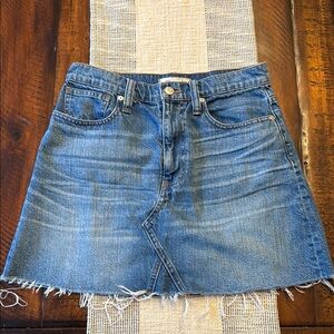 Madewell Frayed Hem Denim Skirt (Size 27)